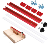 Kit de trineo de corte transversal para sierra de mesa DIY con barras UHMW de 17 pulgadas, rieles en T de aluminio de 12