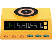 Cargador USB PD de 6 puertos WLX-M9A 110W 3USB-A + 3USB-C PD QC3.0 Carga rápida inalámbrica con pantalla digital Estació