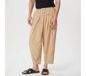 Pantalones de yoga sueltos de lino y algodón de pierna ancha para hombres casuales retro