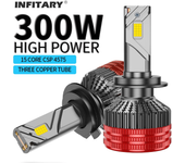 INFITARY Q6 30000LM LED Car Headlight Bulbs 300W Hi-Low Beam Car Headlamps 6500K Bright White