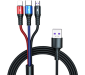 Cable USB-A de 5A a iP/Type-C/Micro USB Soporte de carga rápida Huawei Super Fast Charge VOOC&Dual Engine Flash Carga Tr