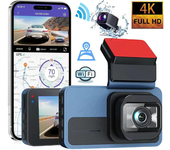 Cámara de tablero de coche HD 4K con doble lente delantera y trasera,grabadora de conducción,Wi-Fi,ADAS y GPS para segui