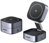 Ugreen Qi2 15W Magnético 2 en 1 Soporte de Carga Inalámbrica Ajustable para Smartphone para iPhone 15 14 13 Pro para Sam