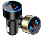 Adaptador de cargador de coche USB PD de 2 puertos 3.1A con carga rápida Dual USB-A y pantalla digital para iPhone 12 13