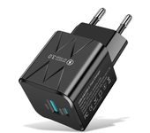 Cargador BK-315 PD25 W de 2 puertos USB PD, USB-A + USB-C, cargador de pared rápido QC3.0, adaptador con enchufe EU para
