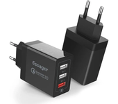Cargador USB de 30W MENSAJE 3 puertos 3USB-A QC3.0 2.0 Cargador rápido de pared Adaptador enchufe de la UE para iPhone 1