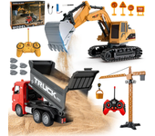 HJ Modelos 689-846A 1/22 27MHZ/49MHZ 6CH 3-en-1 Coche RC Excavadora Camión Volquete Grúa Torre Vehículos Ingeniería Rota
