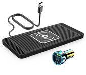 Cargador inalámbrico para coche de 15 W Cargador rápido inalámbrico para coche Soporte de almohadilla de silicona para t