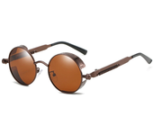 Gafas de sol polarizadas para hombres,gafas redondas góticas de estilo steampunk,gafas metálicas vintage con lentes clar
