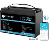 [EU Direct] TTWEN 12V 100Ah Paquete de baterías Bluetooth LifePO4 1280Wh 4000 Ciclos de batería de fosfato de hierro y l