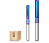 Broca de fresado recto de carburo de tungsteno de 2 flautas con recubrimiento de nano azul de 1/4 pulgada / 6.35 mm y vá