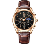 Reloj POEDAGAR para hombres Impermeable Luminoso Calendario Reloj de Cuarzo de Acero Inoxidable Reloj de Cuero Reloj de