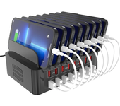 YFY-A55 Cargador USB de 150W y 16 puertos,Estación de carga de escritorio 16USB-A con carga rápida y 8 ranuras de soport