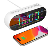 Reloj despertador digital LED multifuncional AGSIVO con radio FM, doble alarma con función de repetición / pantalla RGB