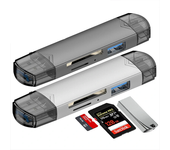 Lector de tarjetas DM-HC61 6 en 1 OTG Type-C SD TF adaptador de unidad flash USB 3.0 Micro USB transmisión de alta veloc