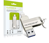Microdrive 128GB USB3.0 y iP Flash Drive 2 en 1 Interfaz metálica dual USB3.0 OTG Pendrive para PC, tablet, teléfono, pr