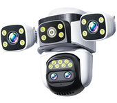 Cámara PTZ 10K UHD WiFi 6 de 20MP inalámbrica para exteriores con zoom 10X, cuatro pantallas, cuatro lentes, seguimiento