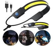 Bikight LED+COB 3 Modos Linterna Frontal COB Recargable por USB Pantalla de Potencia Linterna Impermeable Faro para Acam