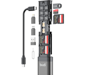 Lector de tarjetas SD multifunción BUDI 9 en 1 con cable y adaptador USB 3.0 Type-C para teléfono, cámara externa y comp