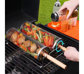 Cesta de parrilla redonda para barbacoa, jaula de barbacoa al aire libre, jaula de ahumado portátil, red de barbacoa, ta