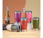 Vaso enfriador portátil de acero inoxidable de doble pared de 14 onzas con abridor de botellas, taza para automóvil con