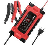 Cargador de batería FOXSUR 12V 24V 10A con pantalla de reparación inteligente para coches y motocicletas