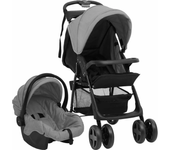[EU Direct] vidaXL 10389 Cochecito de bebé 3 en 1 de acero plegable, cochecito de bebé de lujo, carrito portátil, portab