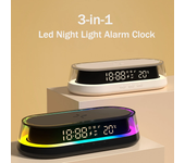 3 en 1 LED Sinfonía Lámparas Nocturnas Reloj Digital Pantalla 15W Cargador Inalámbrico Soporte para Móvil Brillo Ajustab
