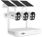 Kits de 3 cámaras inalámbricas Hiseeu 2K HD alimentados por batería solar, sistema de cámara de seguridad inalámbrico co