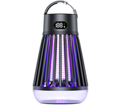 AGSIVO Mata moscas eléctrico inalámbrico con pantalla LED digital y lámpara antimosquitos, trampa de moscas y mosquitos