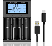 Cargador inteligente universal LiitoKala Lii-M4 de 4 ranuras y 5V 2A con pantalla LCD para comprobar la capacidad de bat