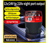Inversor de coche 12V 24V a 220V 200W convertidor de energía cargador QC3.0USB de carga rápida por múltiples puertos con