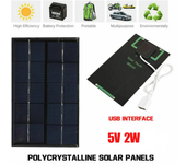 Panel solar de 5V 2W de salida USB Sistema solar portátil para cargar teléfonos móviles Módulo de batería de panel solar