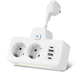 Regleta de enchufe de pared para la UE con 2 AC + 2 USB-A + 2 Type-C PD QC3.0 Cargador USB de carga rápida