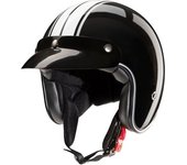 Redbike RB-742 Stripes Casco Jet - Negro Blanco (XS)