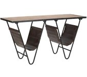 Mauro Ferretti Mesita con portarevistas de metal marrón cm 120x43x62,5