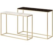 Adda Home Set de 2 consolas dorado de mármol 100 / 91x30 / 26x75 / 66cm