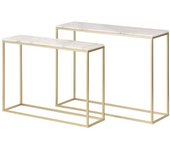 Adda Home Set de 2 consolas dorado de mármol 100 / 91x30 / 26x75 / 66cm