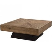 MACABANE Mesa de centro cuadrada 99,5cm madera de pino reciclada