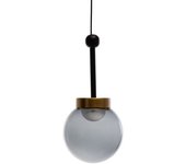 LolaHome Lámpara de techo bola de metal y cristal negra y dorada