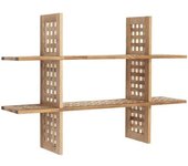 HOMN Estantería de pared de madera de nogal, 6 compartimentos