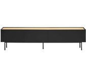 TEULAT Mueble tv 2 cajones con puerta abatible negra 180x40 cm
