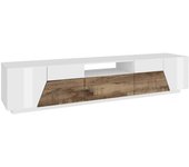 Dmora Mueble tv efecto madera blanco brillo, arce 220x43h46 cm