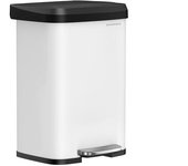SONGMICS Cubo de basura de 50 l de 40,4 x 38 x 58,5 cm de color blanco y negro