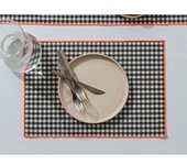 RNT by Really Nice Things Set de mesa mantel y servilletas 8 piezas algodón y pes negro y fluor