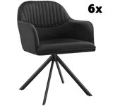 Tectake 6 sillas de comedor giratoria 360º terciopelo, 56x59x81 cm negro/negro