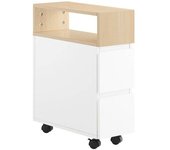 SoBuy Mesa de centro con ruedas carrito con cajones mesita de noche natural