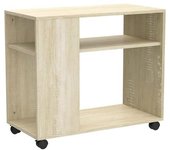 SoBuy Mesa auxiliares de salón con ruedas y 2 estantes madera color natural