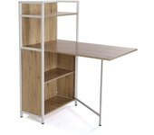 Versa Home Mesa de comedor para 2 personas en aglomerado y metal marrón y blanco