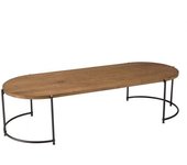 MACABANE Mesa de centro ovalada con tablero de madera de teca reciclada 164 cm